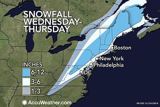 Snow graphic from AccuWeather